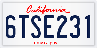 CA license plate 6TSE231