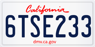 CA license plate 6TSE233