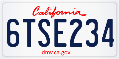CA license plate 6TSE234