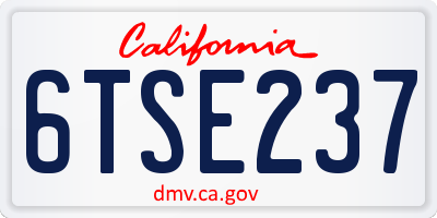 CA license plate 6TSE237