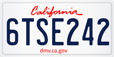 CA license plate 6TSE242