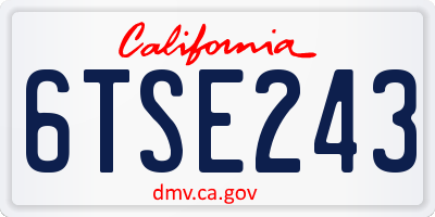 CA license plate 6TSE243