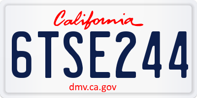 CA license plate 6TSE244
