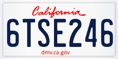 CA license plate 6TSE246