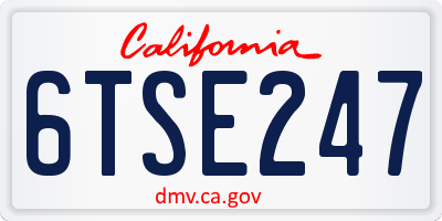 CA license plate 6TSE247