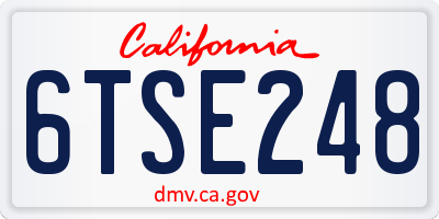 CA license plate 6TSE248