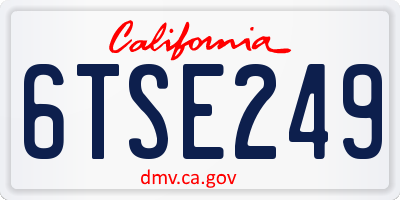 CA license plate 6TSE249