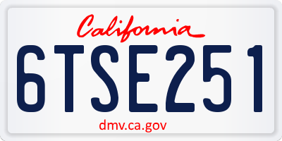 CA license plate 6TSE251