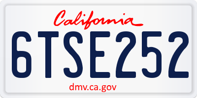 CA license plate 6TSE252