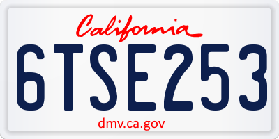 CA license plate 6TSE253