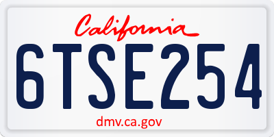 CA license plate 6TSE254