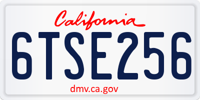 CA license plate 6TSE256