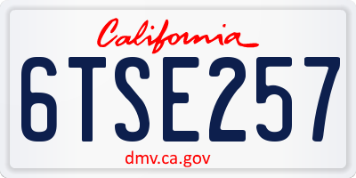 CA license plate 6TSE257
