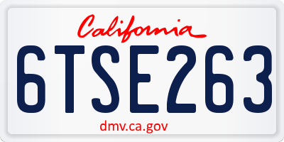 CA license plate 6TSE263