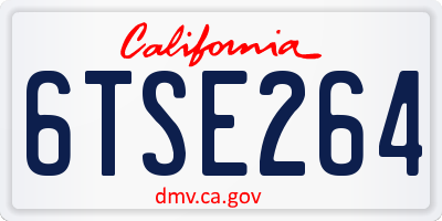 CA license plate 6TSE264