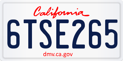 CA license plate 6TSE265