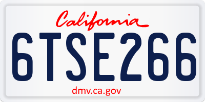 CA license plate 6TSE266