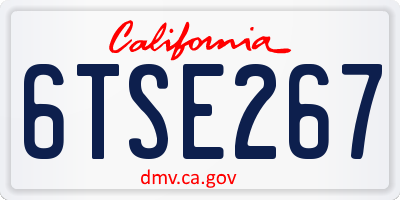 CA license plate 6TSE267
