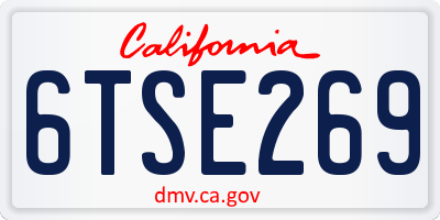 CA license plate 6TSE269