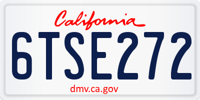 CA license plate 6TSE272