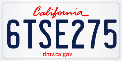 CA license plate 6TSE275