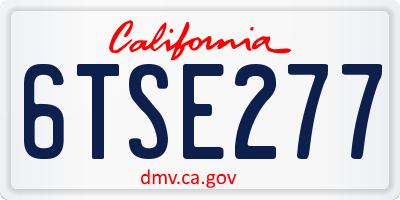 CA license plate 6TSE277
