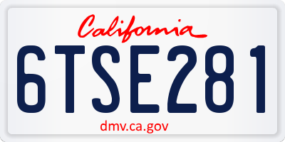 CA license plate 6TSE281
