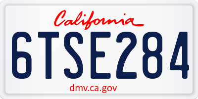 CA license plate 6TSE284