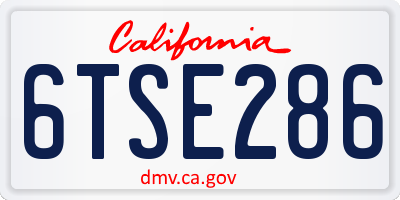 CA license plate 6TSE286