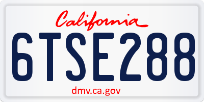 CA license plate 6TSE288