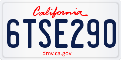 CA license plate 6TSE290