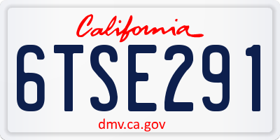 CA license plate 6TSE291