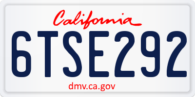 CA license plate 6TSE292