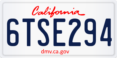 CA license plate 6TSE294