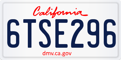 CA license plate 6TSE296