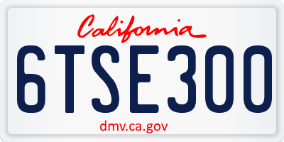 CA license plate 6TSE300