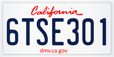 CA license plate 6TSE301