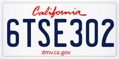 CA license plate 6TSE302