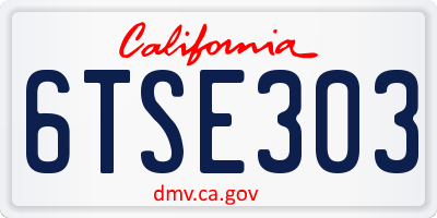 CA license plate 6TSE303