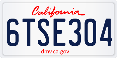 CA license plate 6TSE304