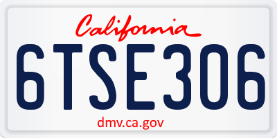 CA license plate 6TSE306