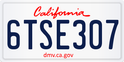 CA license plate 6TSE307