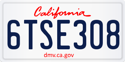 CA license plate 6TSE308