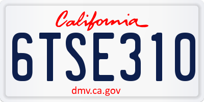 CA license plate 6TSE310