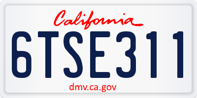 CA license plate 6TSE311