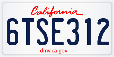 CA license plate 6TSE312
