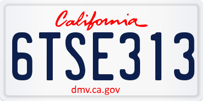 CA license plate 6TSE313