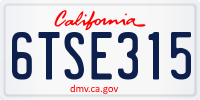 CA license plate 6TSE315