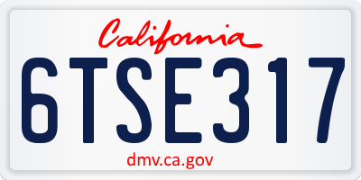 CA license plate 6TSE317
