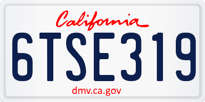 CA license plate 6TSE319